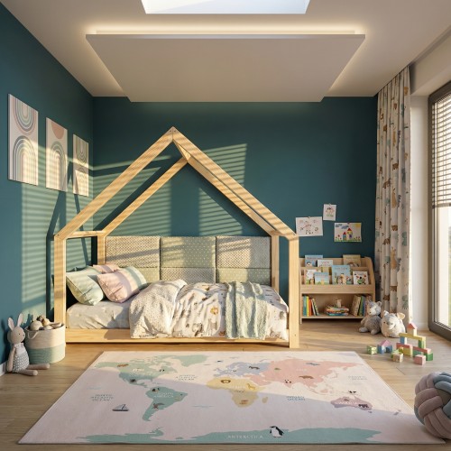 Łóżko domek dla dziecka LOU, sosnowe 